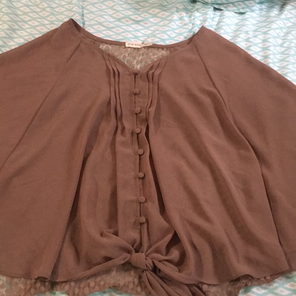 Dark Tan Flowy Blouse from Blue Bird